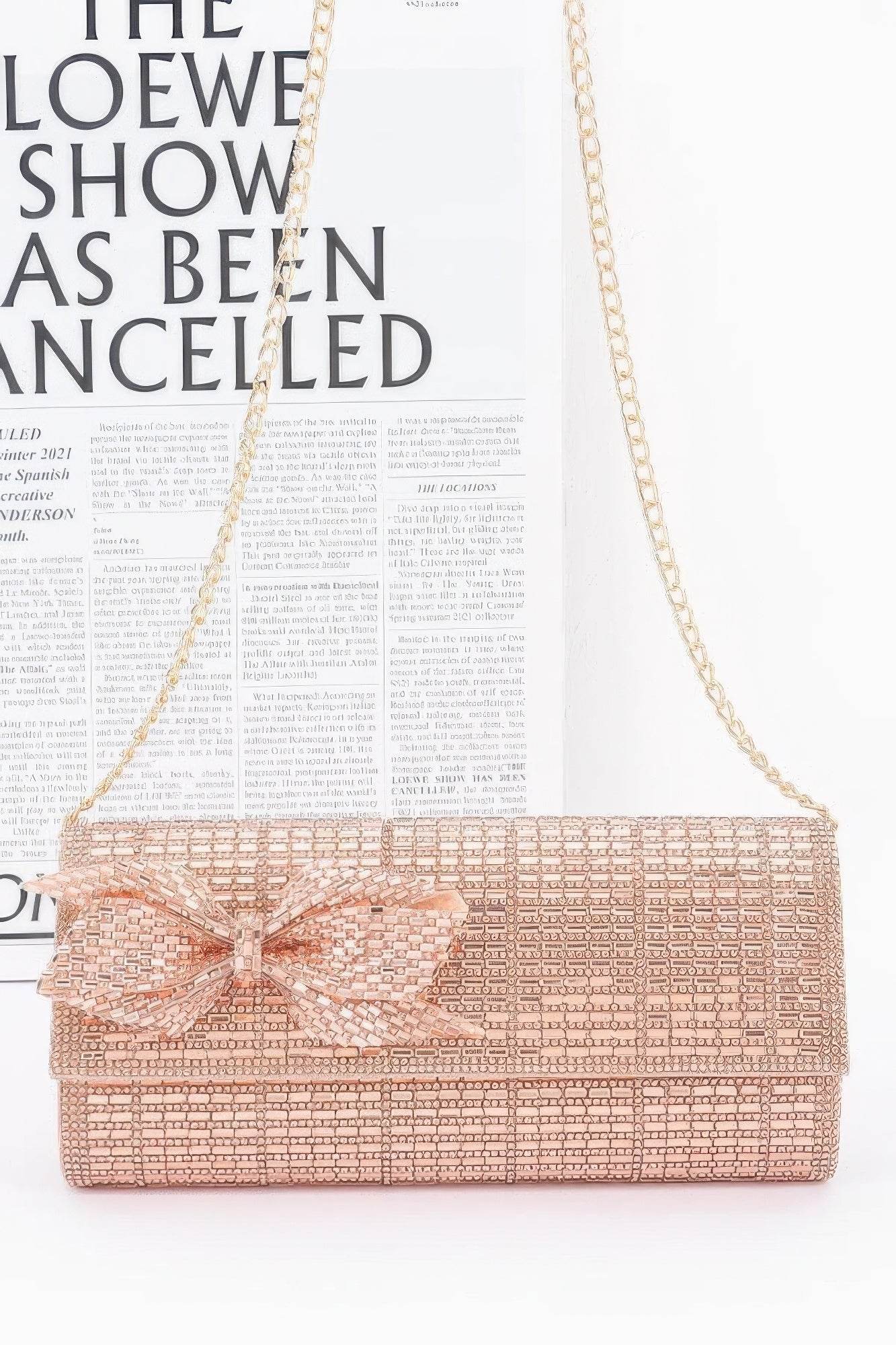 Rhinestone Party Clutch W/ Rhinestone Bow - LLR Chic