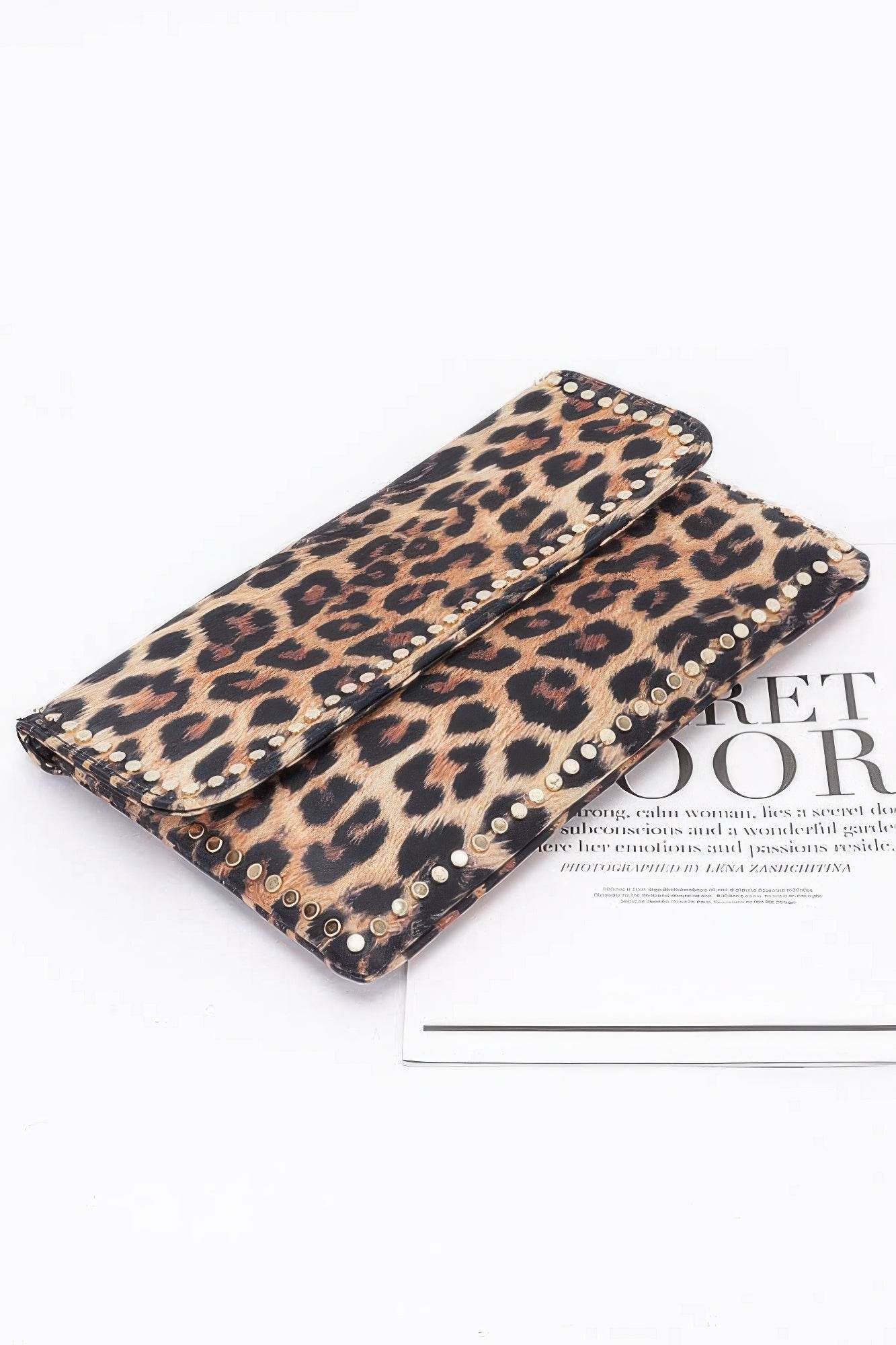 Nylon Leopard Metal Studded Clutch Bag - LLR Chic