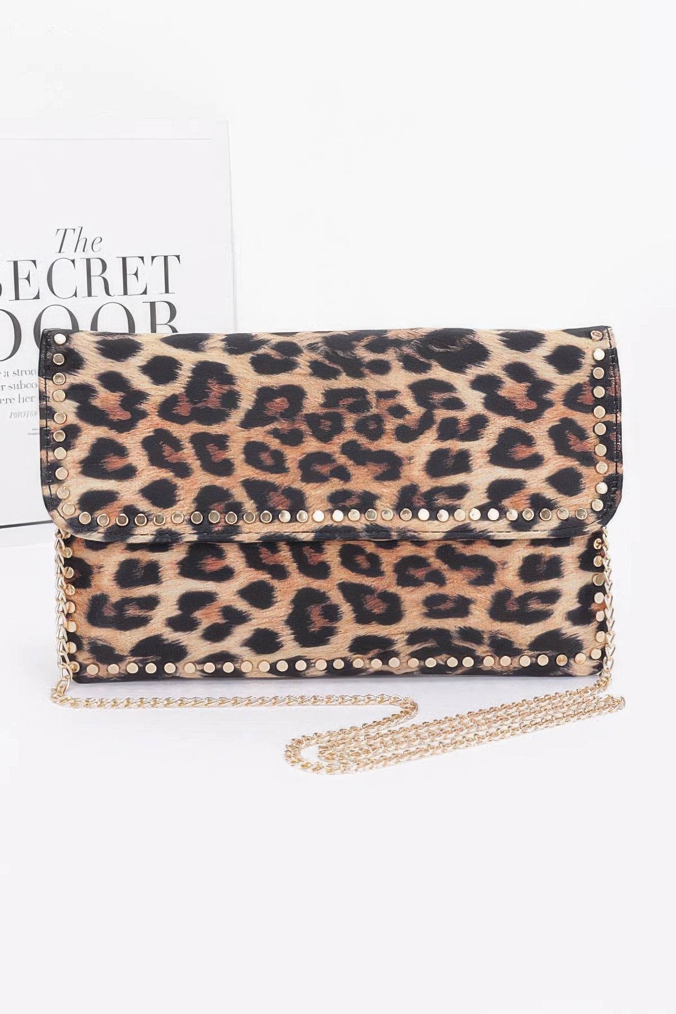 Nylon Leopard Metal Studded Clutch Bag - LLR Chic