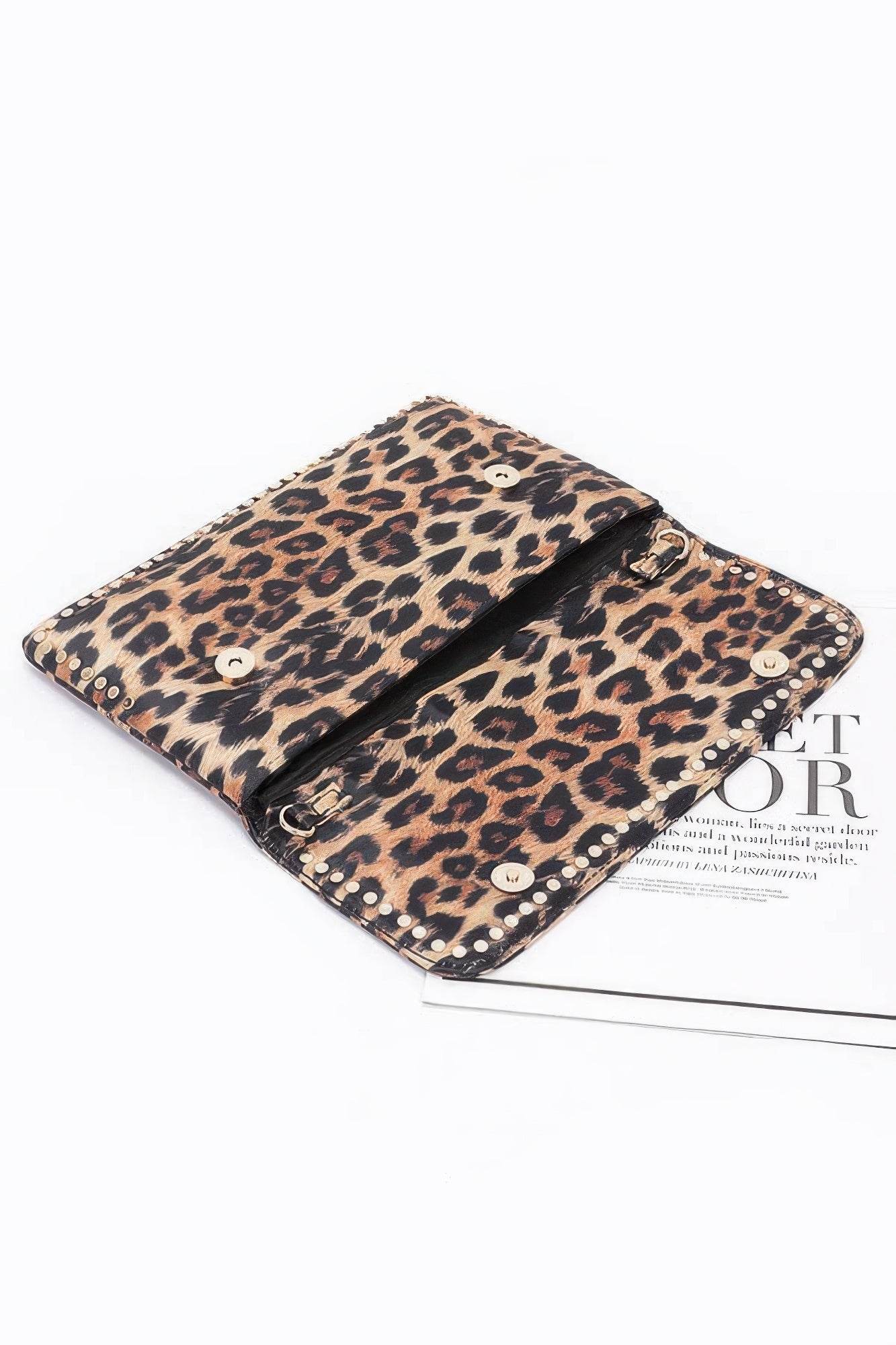 Nylon Leopard Metal Studded Clutch Bag - LLR Chic