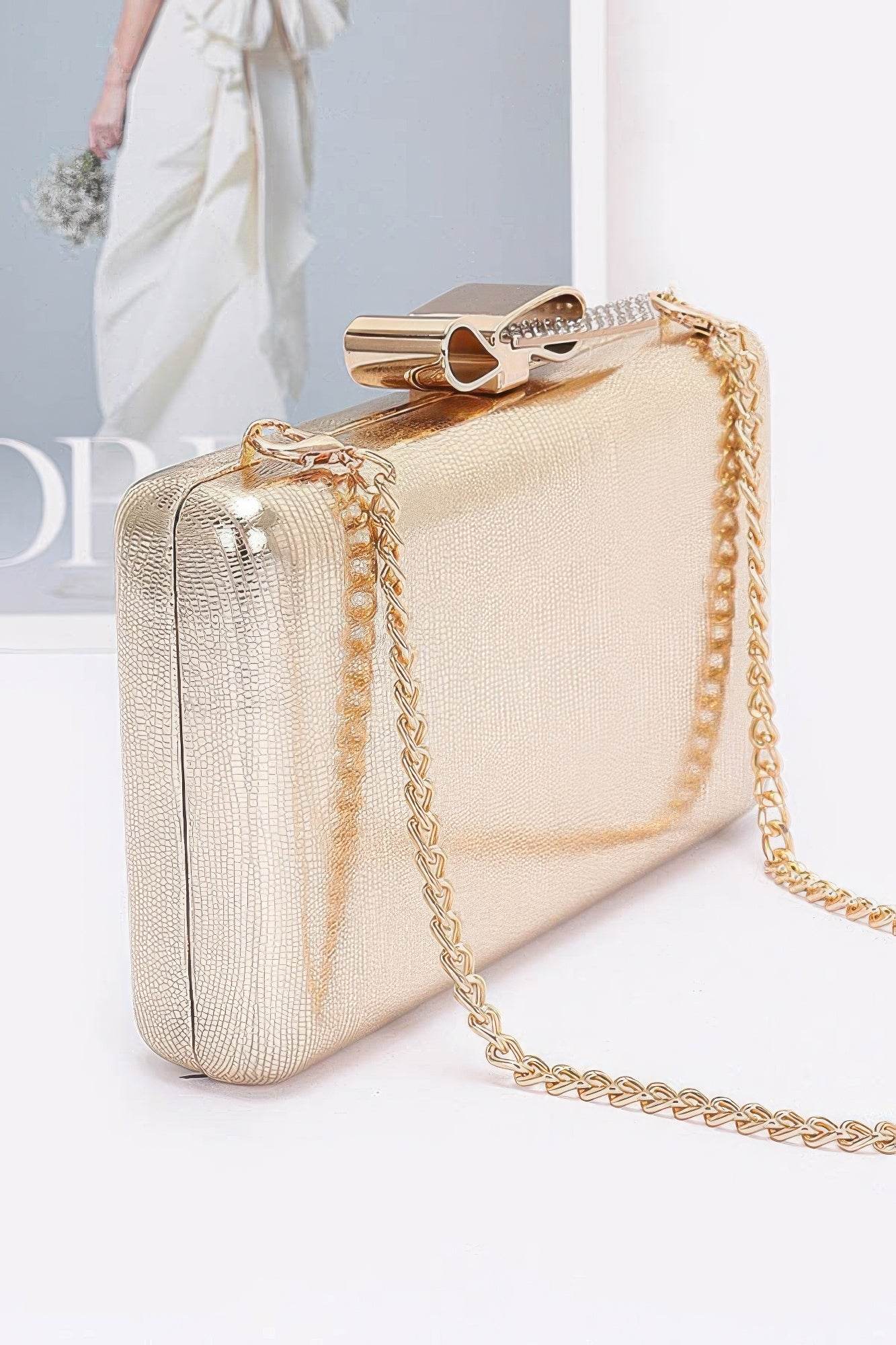 Metal Ribbon Top Case Clutch - LLR Chic