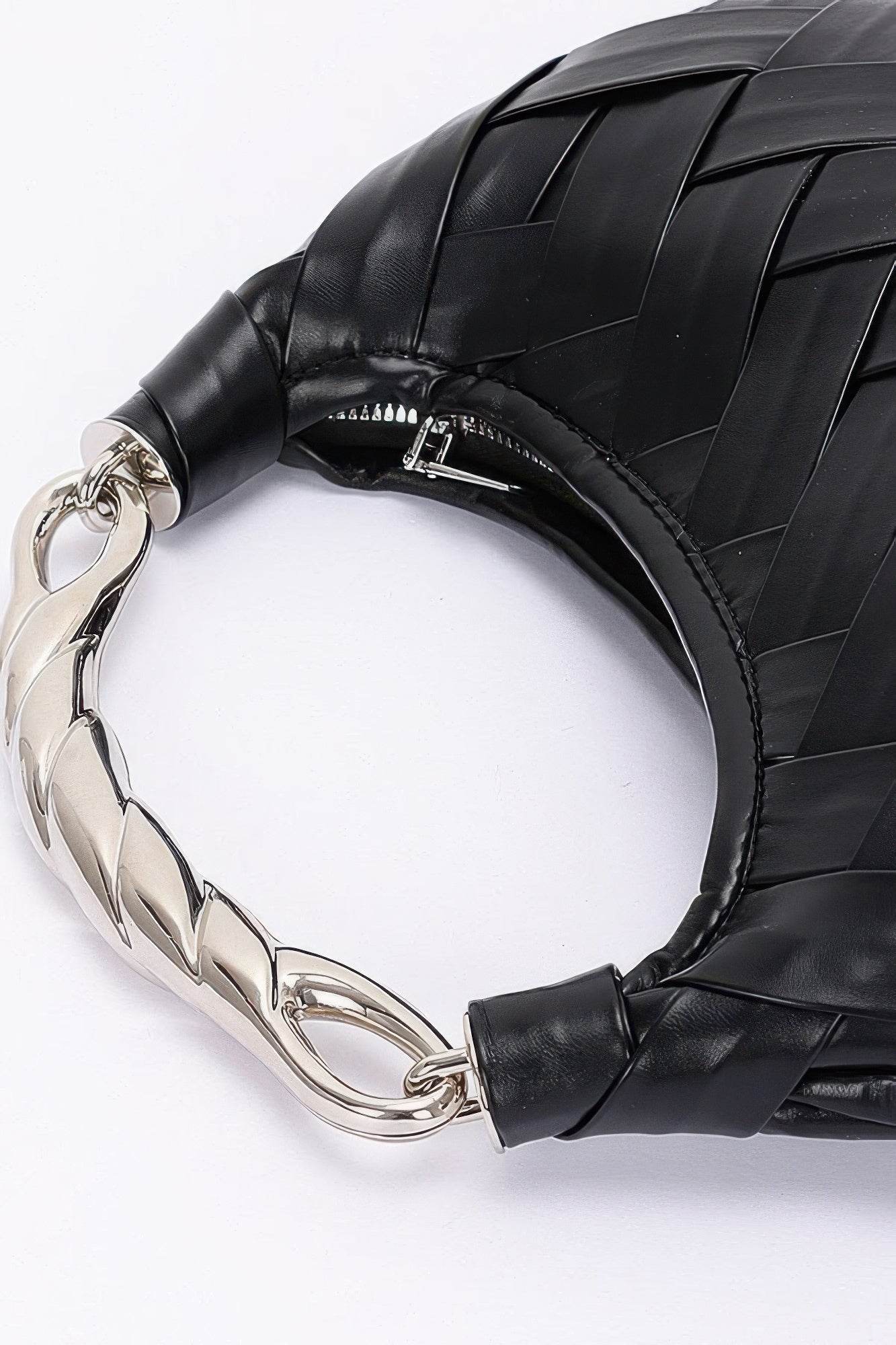 Faux Leather Braided Metal Handle Clutch - LLR Chic