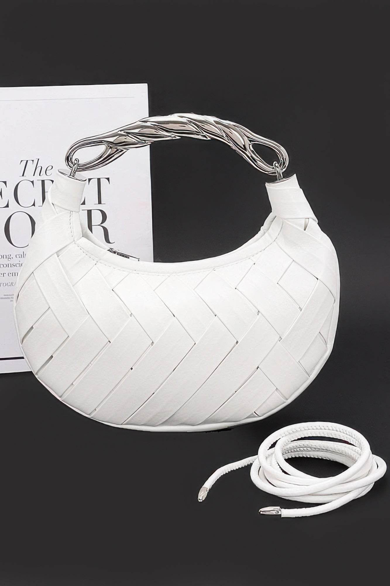 Faux Leather Braided Metal Handle Clutch - LLR Chic