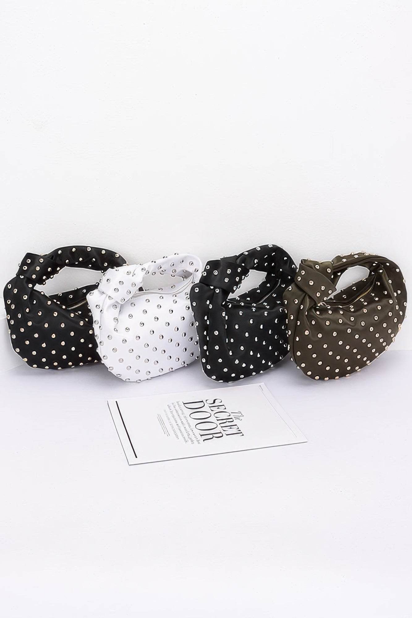 Satin Metal Studded Hobo Bag - LLR Chic