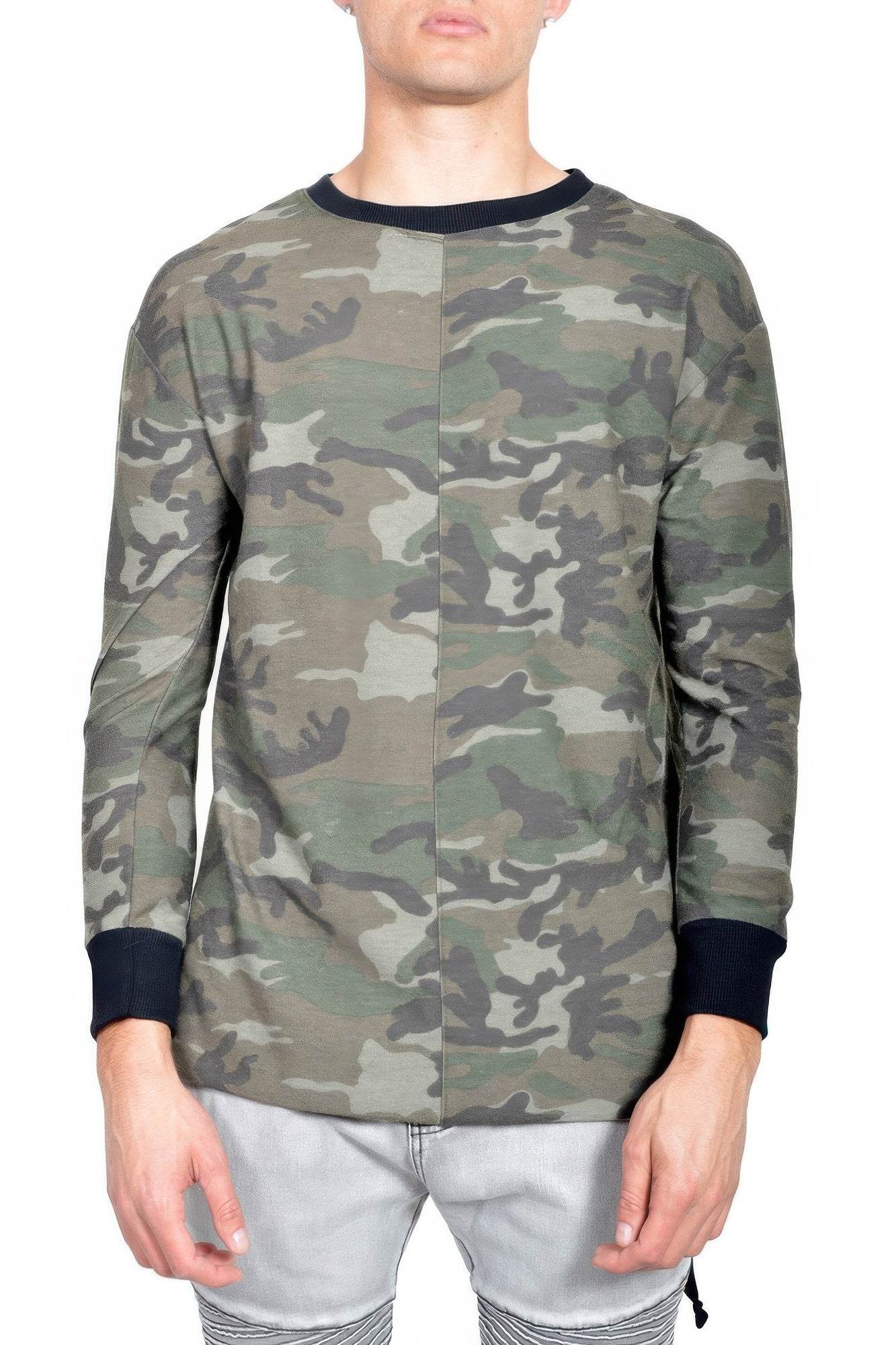 Mens Casual Long Sleeve Camo T-shirt Tops - LLR Chic