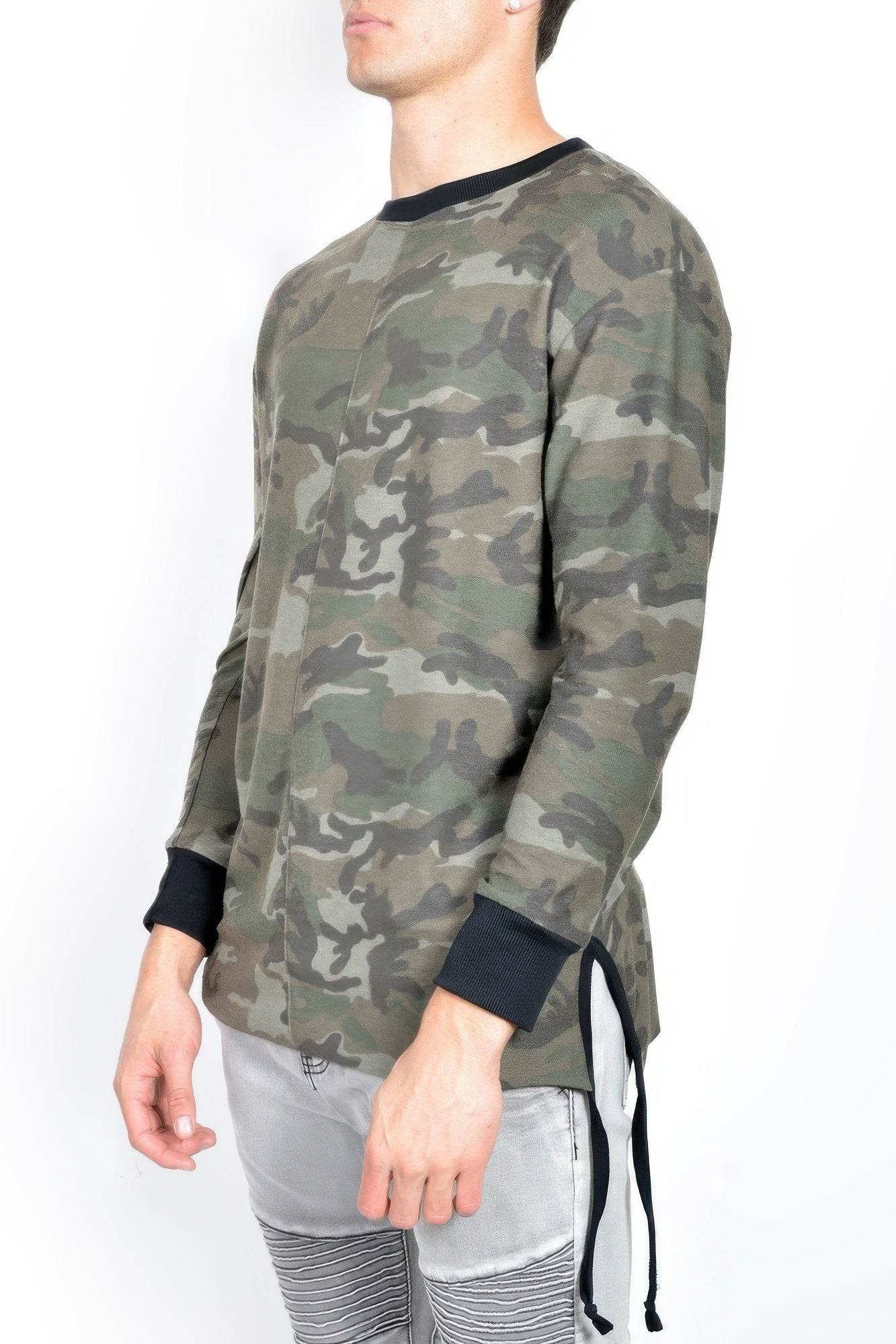 Mens Casual Long Sleeve Camo T-shirt Tops - LLR Chic