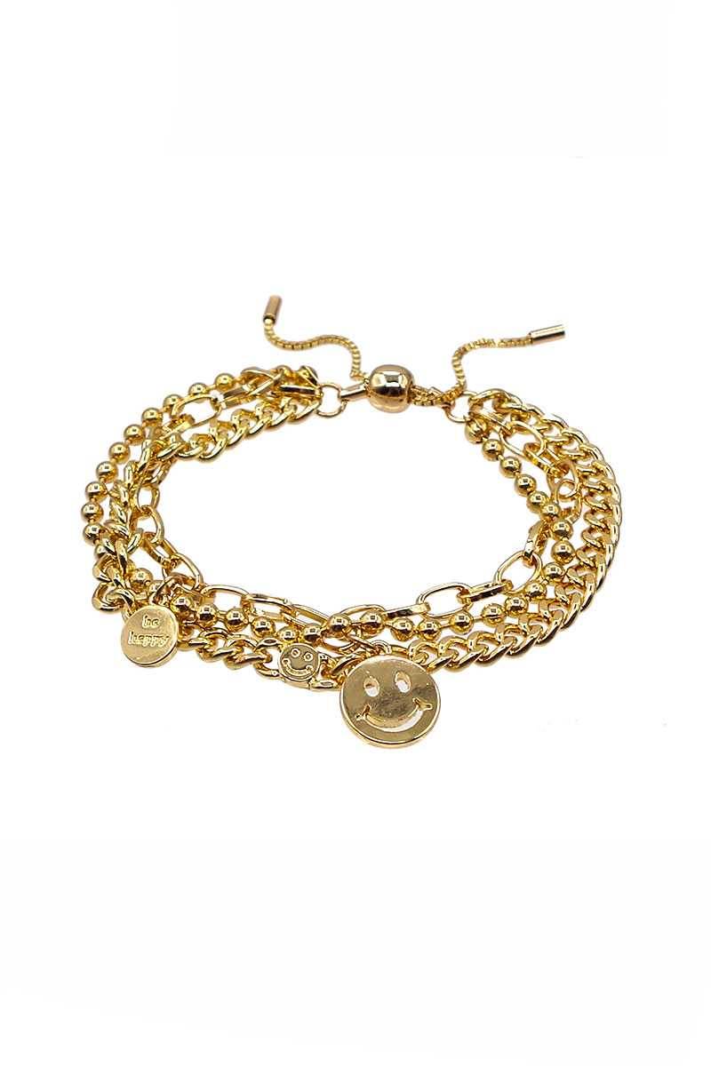 Metal Layered Smile Charm Bracelet - LLR Chic