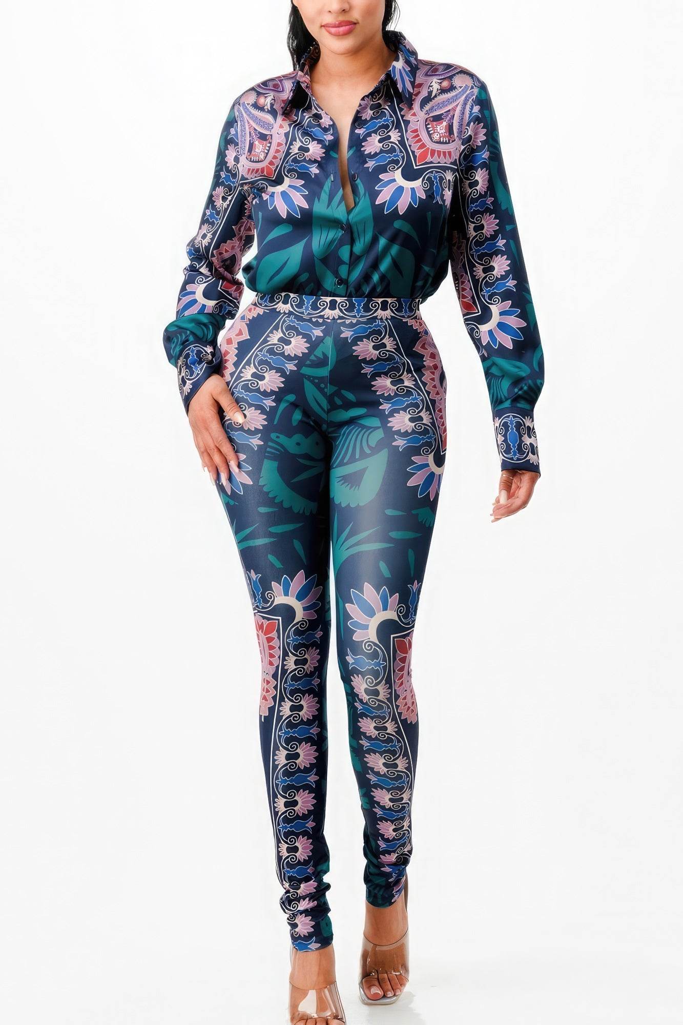 Shirt Blouse Top And Bottom Set - LLR Chic