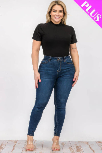 Plus Size Ribbed Short Sleeve Bodysuit - LLR Chic