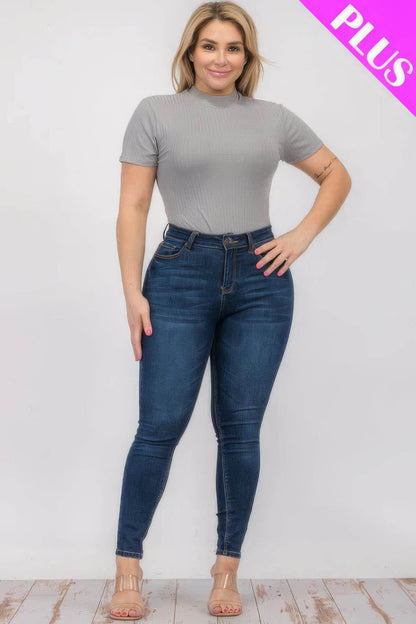 Plus Size Ribbed Short Sleeve Bodysuit - LLR Chic