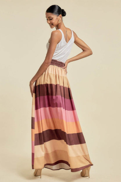 Color Block Maxi Skirt With Pockets - LLR Chic