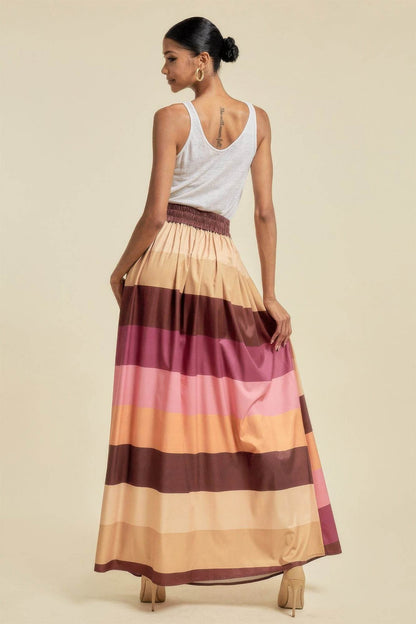 Color Block Maxi Skirt With Pockets - LLR Chic
