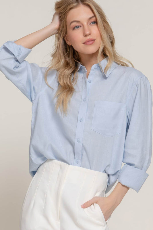 Long Sleeve Linen Blend Shirt - LLR Chic