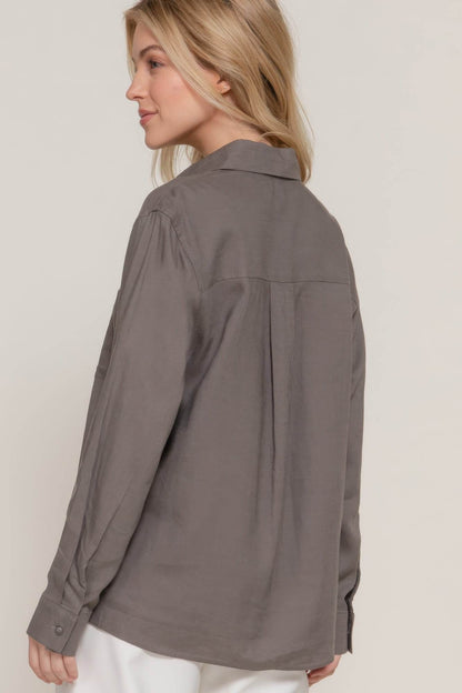 Long Sleeve Linen Blend Shirt - LLR Chic