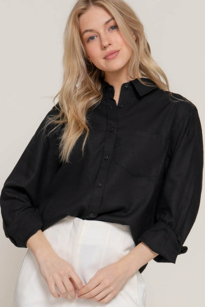 Long Sleeve Linen Blend Shirt - LLR Chic