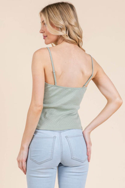 Pointelle W/lace Detail Cami Top - LLR Chic