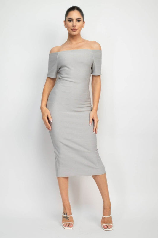 Off Shoulder Zippered Bodycon Dress - LLR Chic