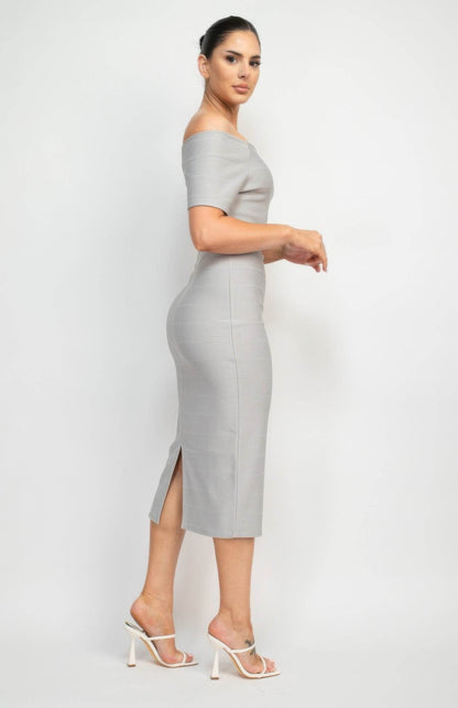 Off Shoulder Zippered Bodycon Dress - LLR Chic