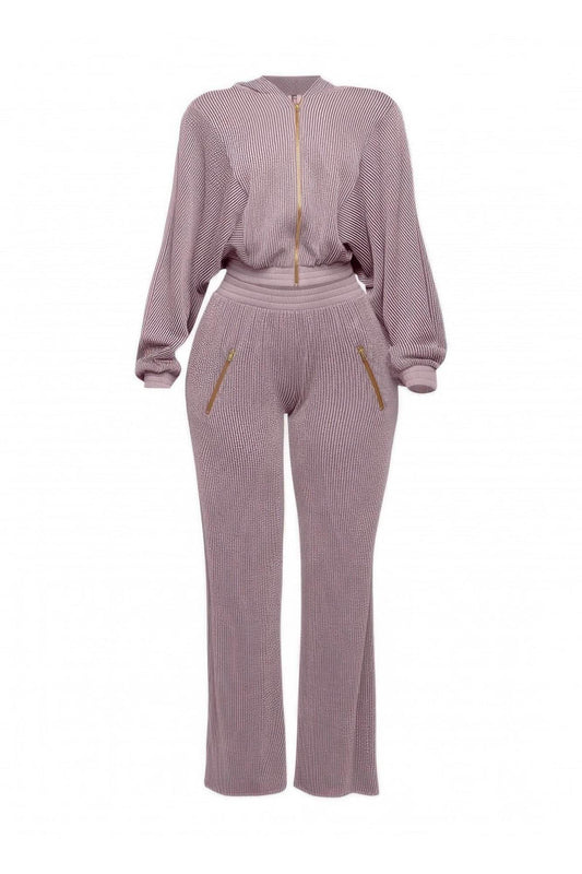 Zipper Closure Hoodie Jacket & Pants Set - LLR Chic