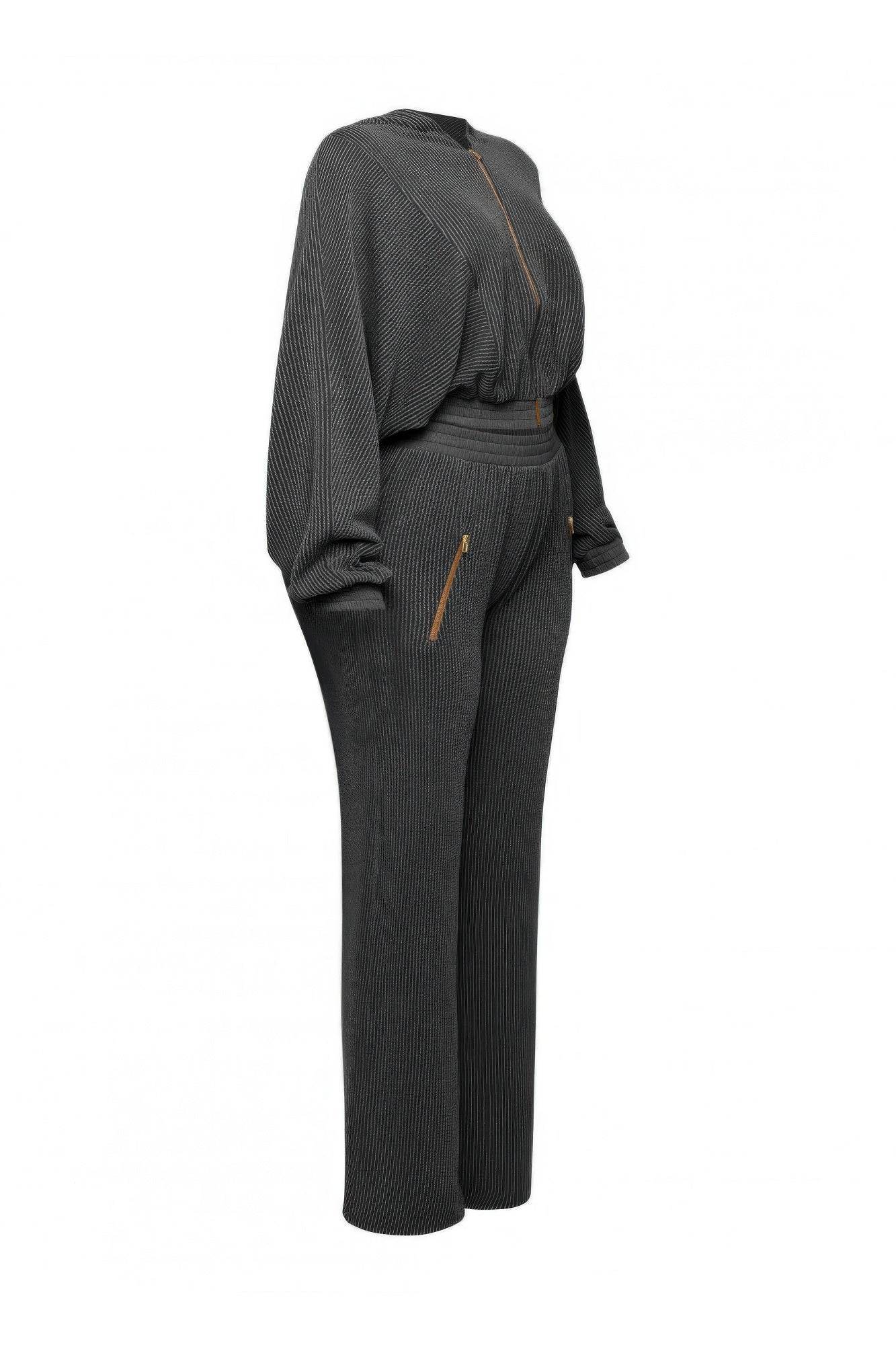 Zipper Closure Hoodie Jacket & Pants Set - LLR Chic