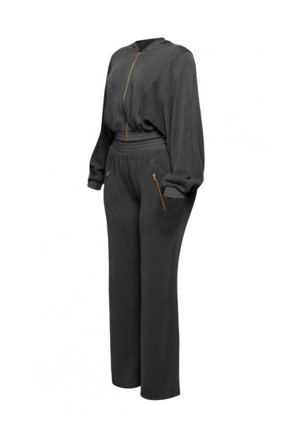 Zipper Closure Hoodie Jacket & Pants Set - LLR Chic