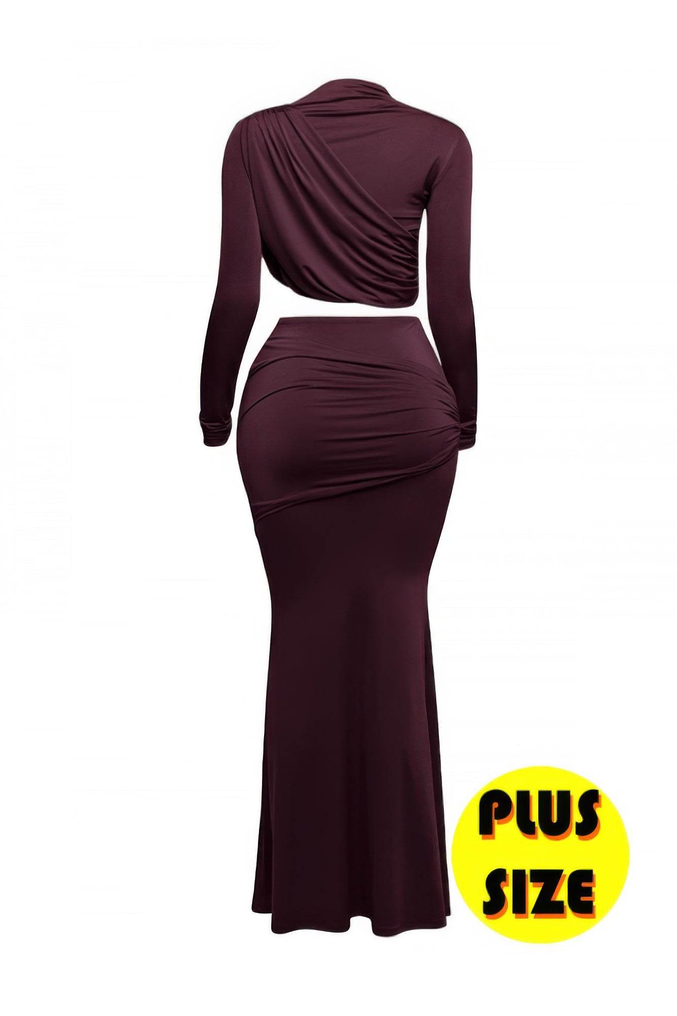 Plus Size Shirring Detailed Top & Long Skirt Set - LLR Chic