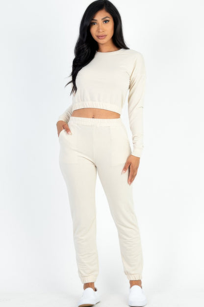 French Terry Elastic Waist Pullover & Joggers Set