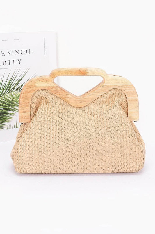 Faux Straw Wood Frame Clutch - LLR Chic