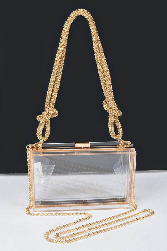 Clear Case Clutch W/rhinestone Handle - LLR Chic