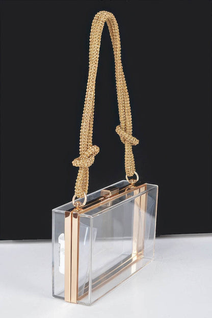 Clear Case Clutch W/rhinestone Handle - LLR Chic
