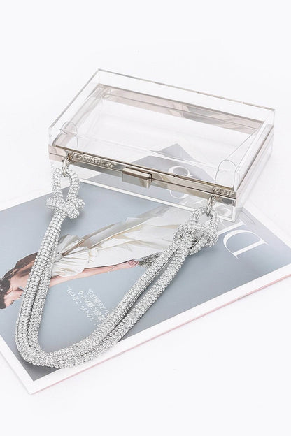 Clear Case Clutch W/rhinestone Handle - LLR Chic