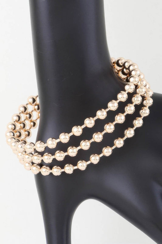 Wide Triple Beaded Cuff Bracelet - LLR Chic