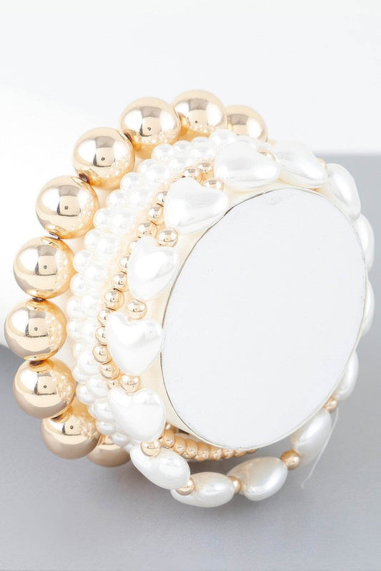 Multi Heart Stone Beaded Bracelet - LLR Chic
