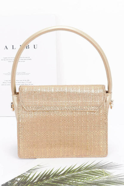 Metallic Faux Straw Top Handle Bag - LLR Chic