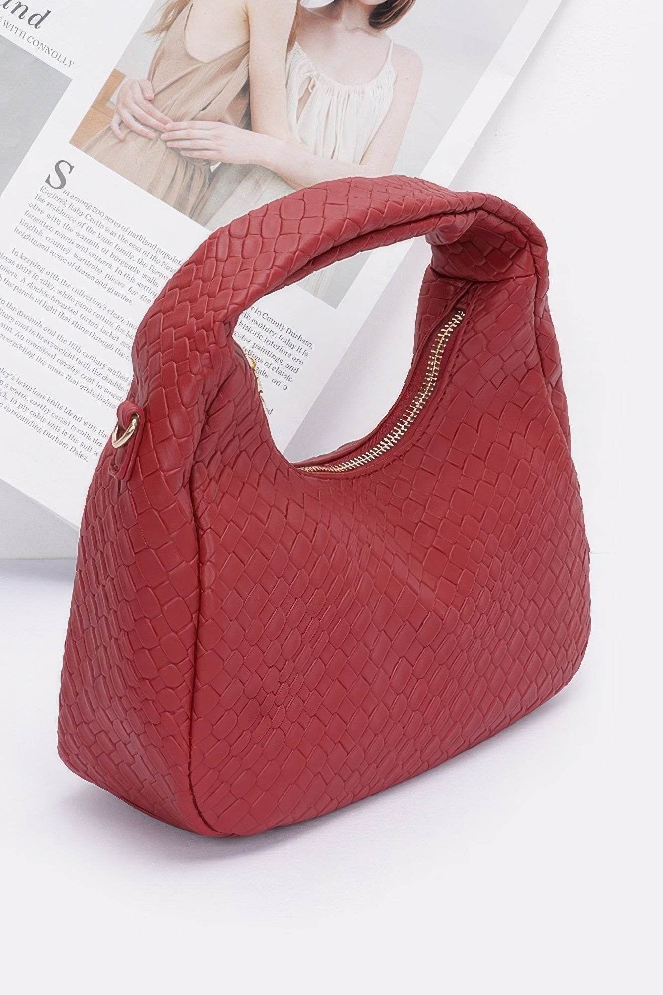 Embossed Faux Leather Hobo Bag - LLR Chic