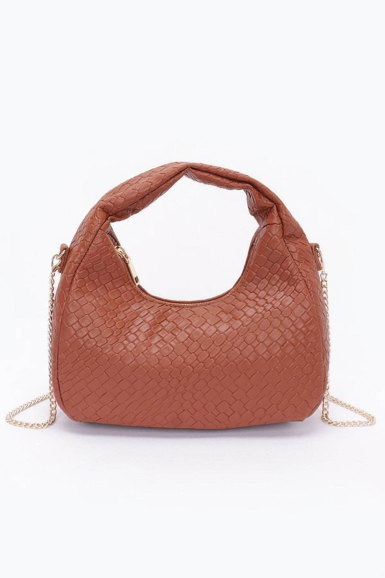 Embossed Faux Leather Hobo Bag - LLR Chic