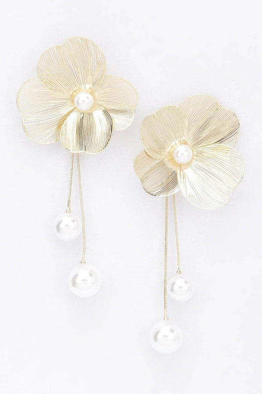 Faux Pearl Gold Plated Metal Earring - LLR Chic