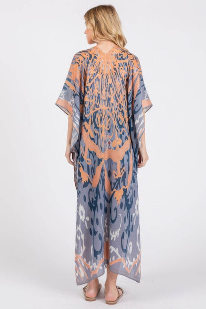 Boho Print Open Front Long Kimono - LLR Chic