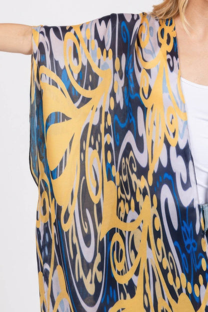 Boho Print Open Front Long Kimono - LLR Chic