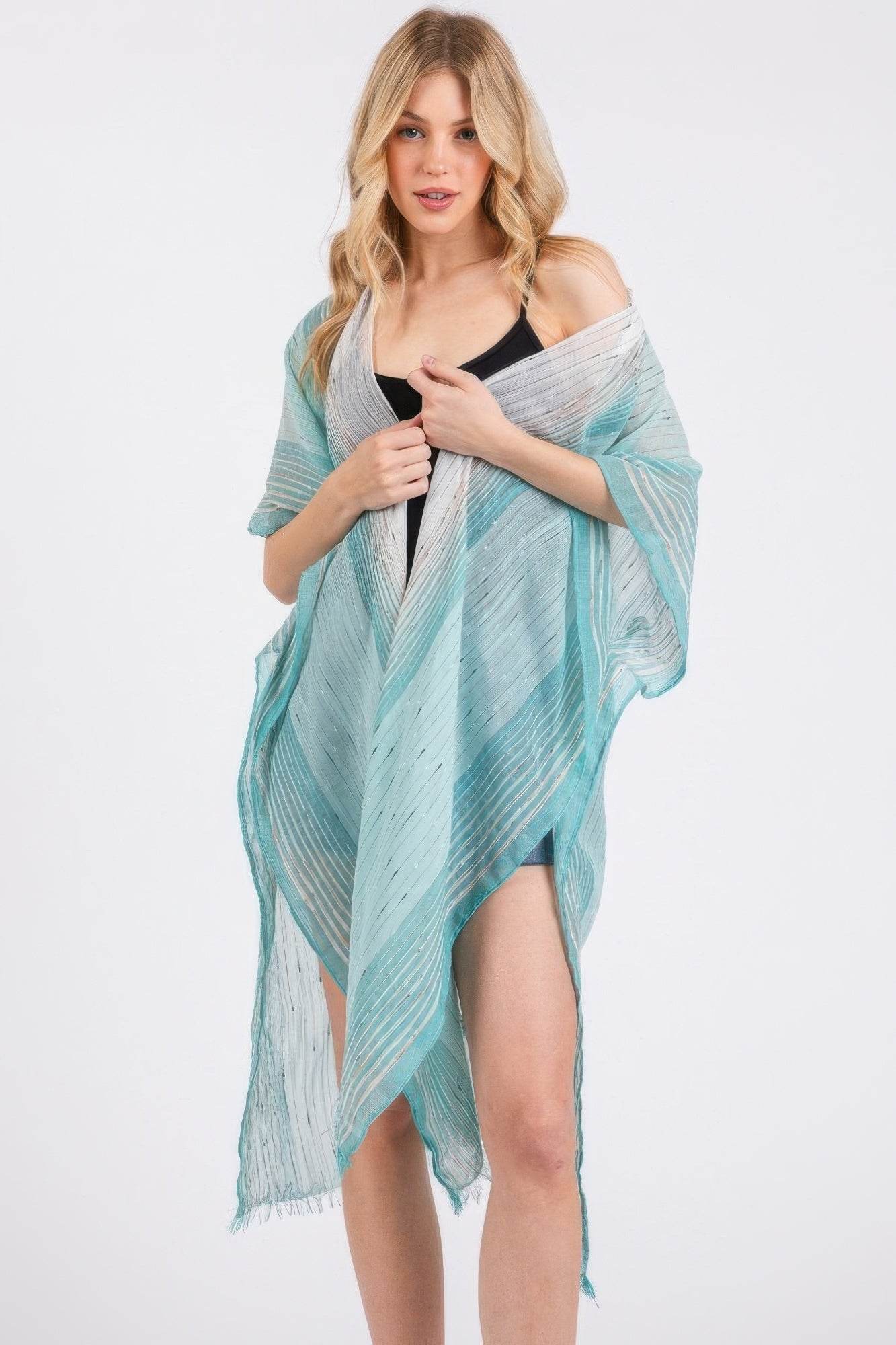 Striped Two Tone Cover Up Kimono - LLR Chic
