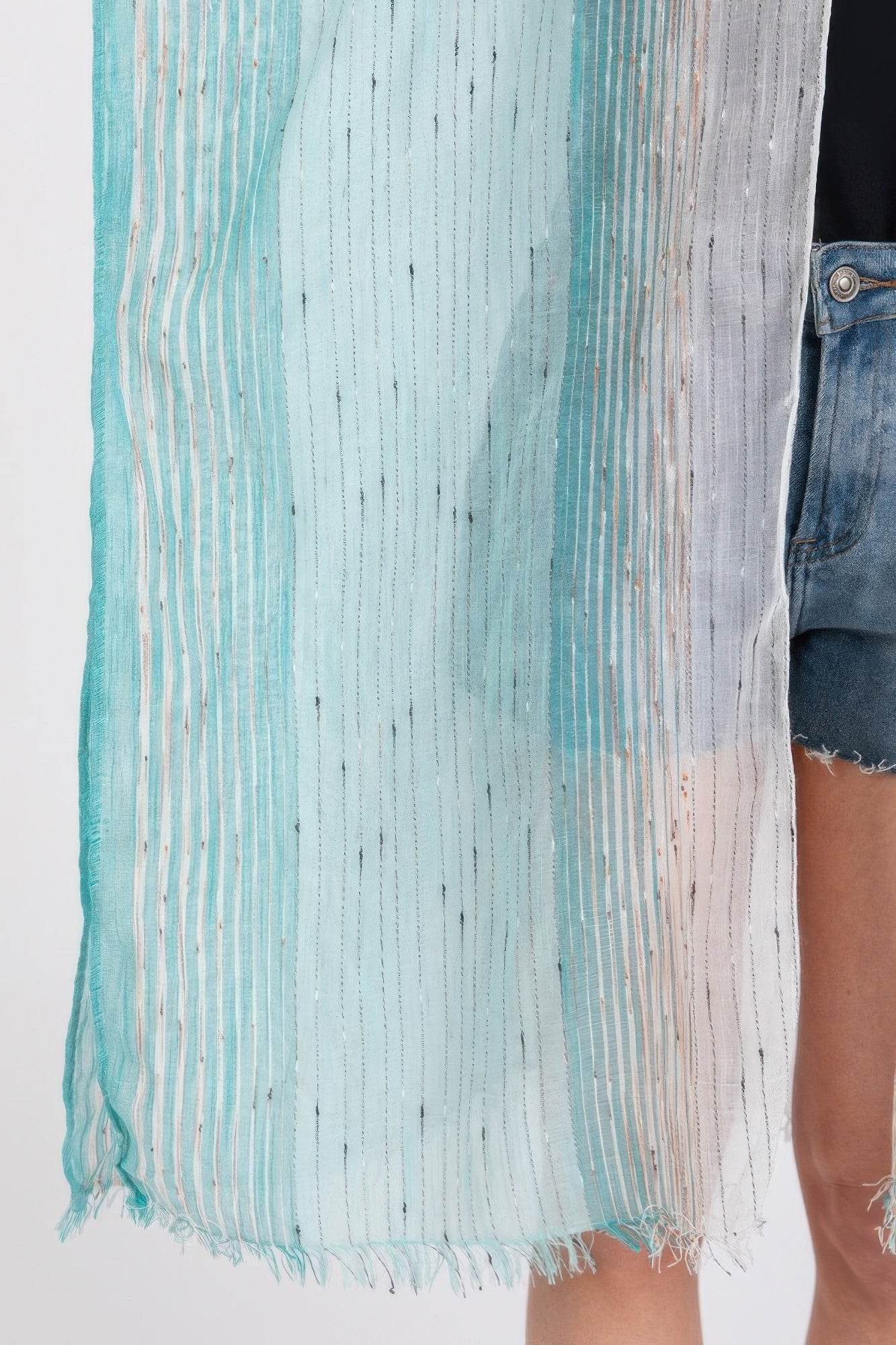 Striped Two Tone Cover Up Kimono - LLR Chic