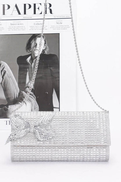Rhinestone Party Clutch W/ Rhinestone Bow - LLR Chic