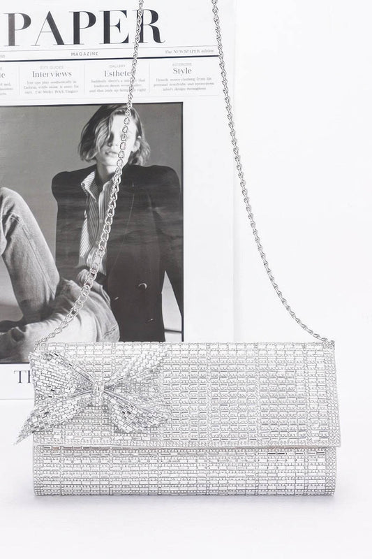 Rhinestone Party Clutch W/ Rhinestone Bow - LLR Chic