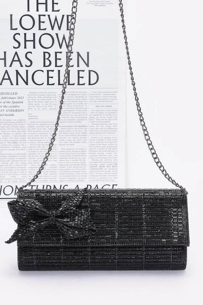 Rhinestone Party Clutch W/ Rhinestone Bow - LLR Chic