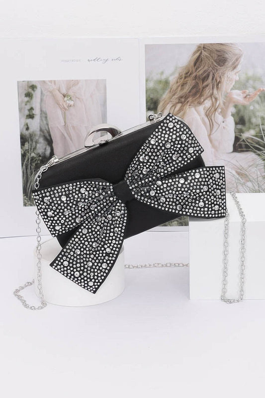Rhinestone Hotfix Ribbon Nylon Hard Case Clutch - LLR Chic