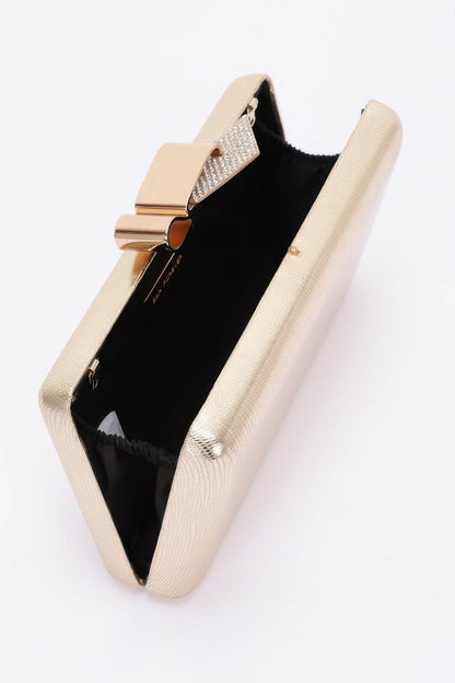 Metal Ribbon Top Case Clutch - LLR Chic