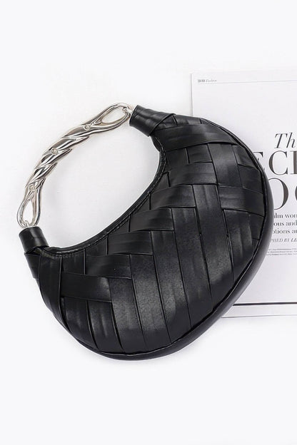 Faux Leather Braided Metal Handle Clutch - LLR Chic