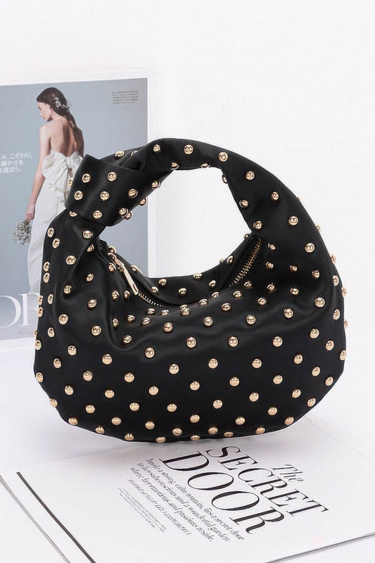 Satin Metal Studded Hobo Bag - LLR Chic