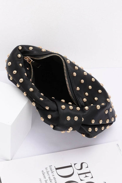 Satin Metal Studded Hobo Bag - LLR Chic