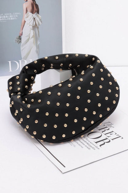 Satin Metal Studded Hobo Bag - LLR Chic
